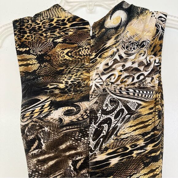 Cache Y2K Bodycon Dress Womens Small Vintage Sexy Animal Print Ruched Stretch - Picture 7 of 10